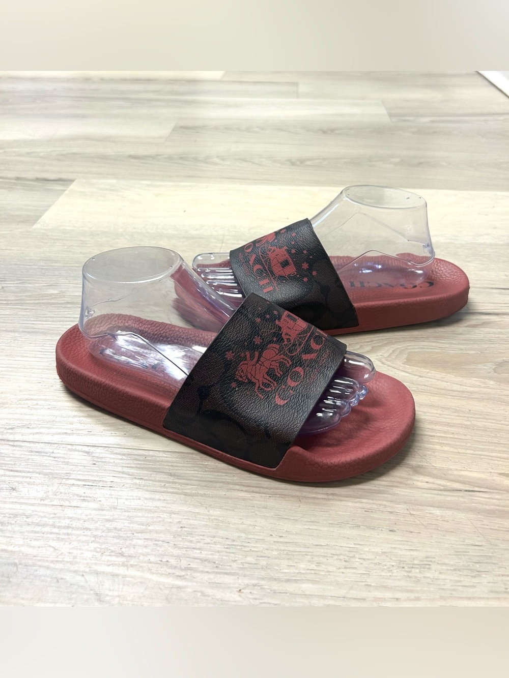 Coach Uli Sport Slide Signature Canvas Horse Carriage Women 9B Berry Pink Logo - Picture 12 of 15